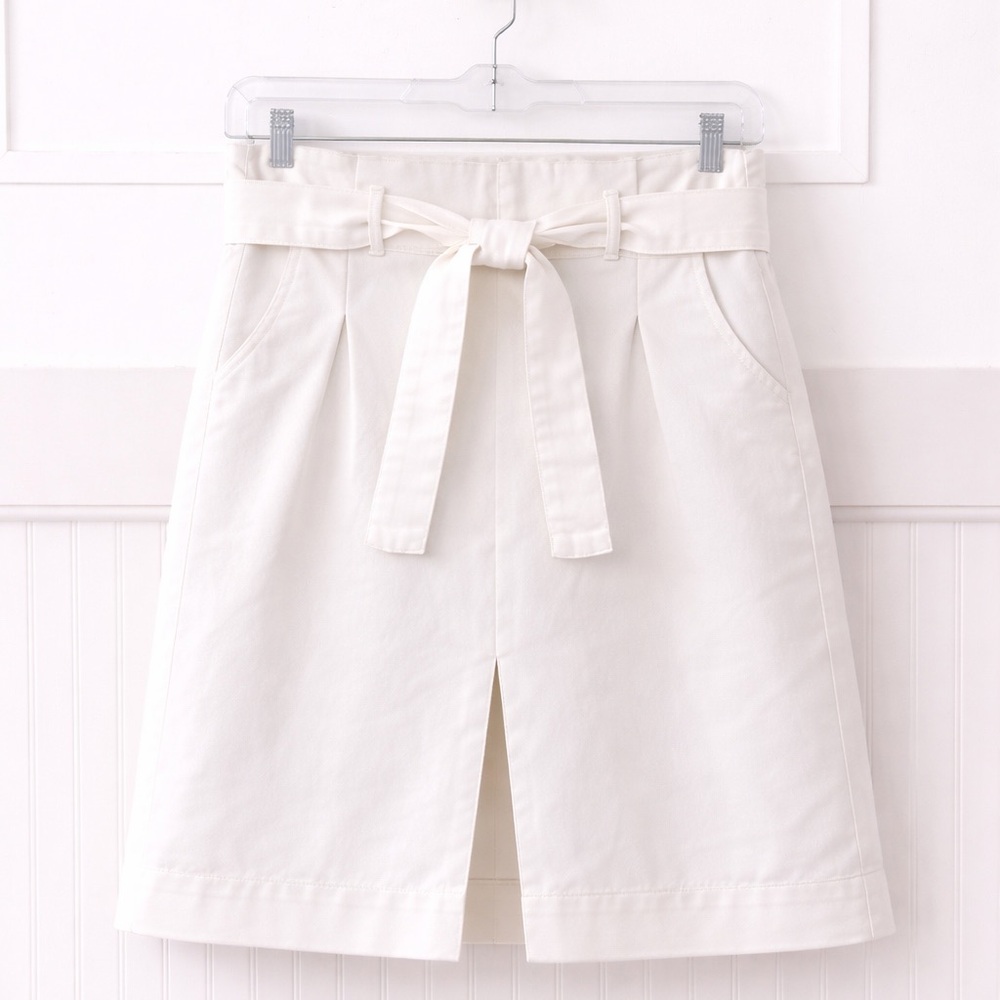 Ann Taylor Cream Tie-Front Skirt with Front Slit